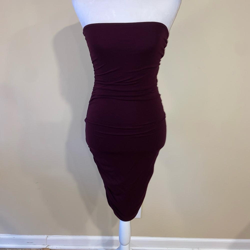 Forever 21 Strapless Dark Purple Midi Dress